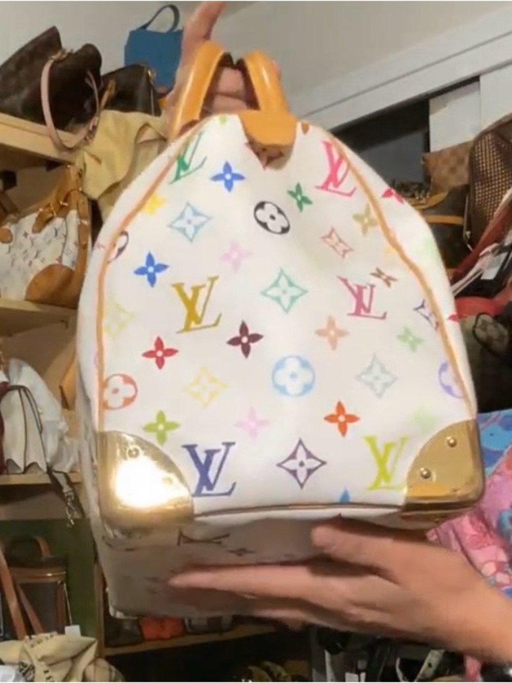 Louis Vuitton White Multicolor Monogram Canvas Speedy - Picture 7 of 17